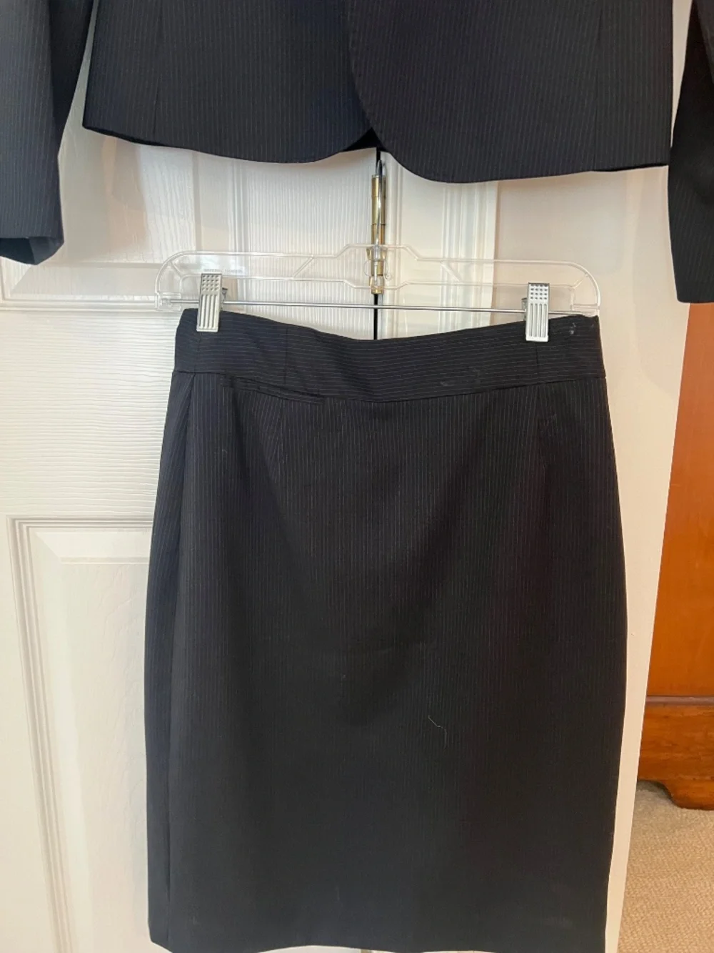 J.Crew Navy Pinstripe Wool Blend Skirt Suit Set Blazer & Pencil Skirt